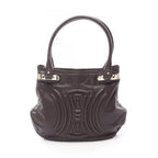Celine Tote Triomphe Dark Brown Leather