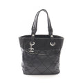 Chanel Tote Paris Biarritz PM Black Canvas Leather PM
