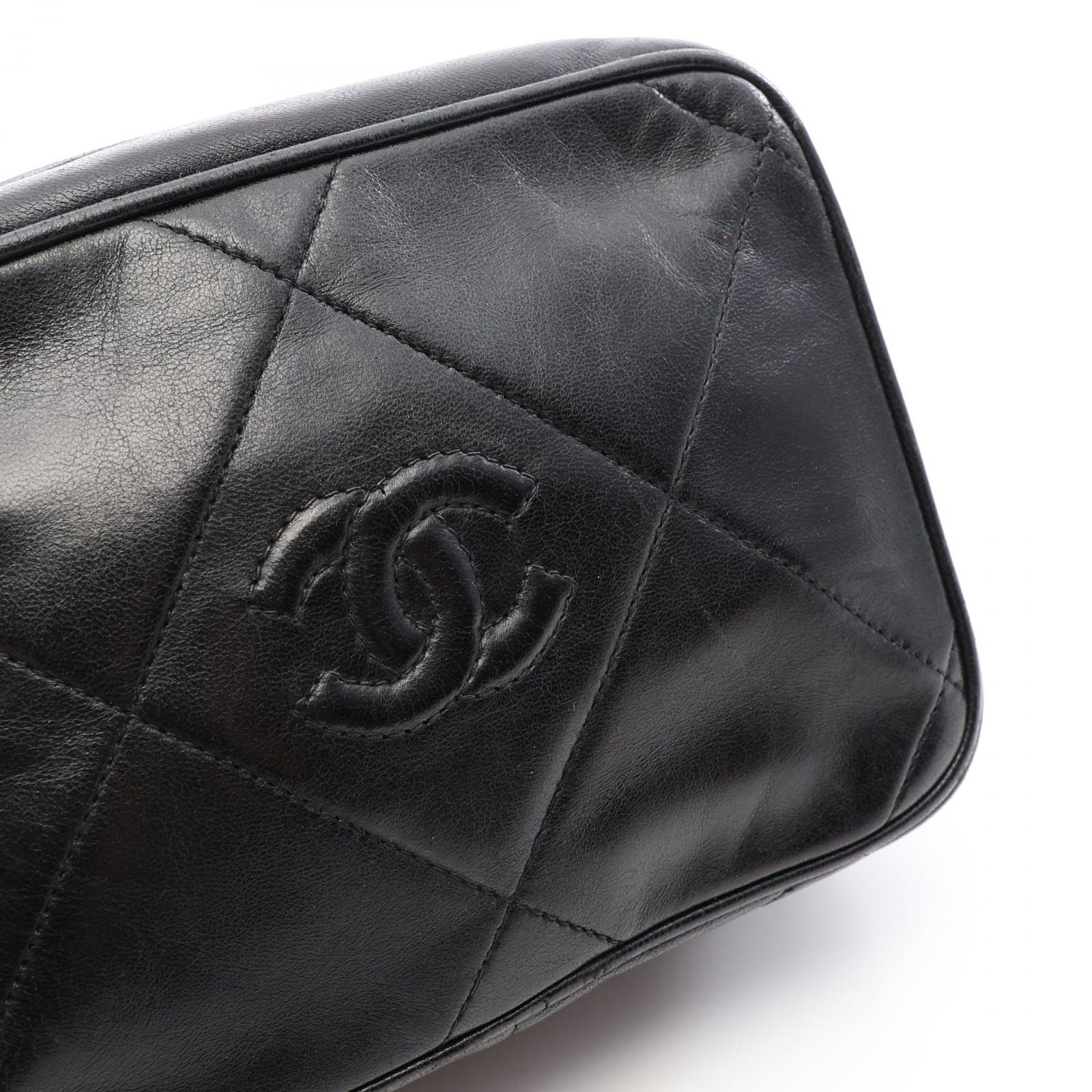 Chanel Shoulder Bag CC Logo Diamond Stitch Fringe Black Lambskin CC Mini Chain — view 9