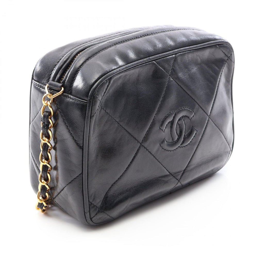 Chanel Shoulder Bag CC Logo Diamond Stitch Fringe Black Lambskin CC Mini Chain — view 2
