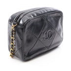Chanel Shoulder Bag CC Logo Diamond Stitch Fringe Black Lambskin CC Mini Chain — view 2