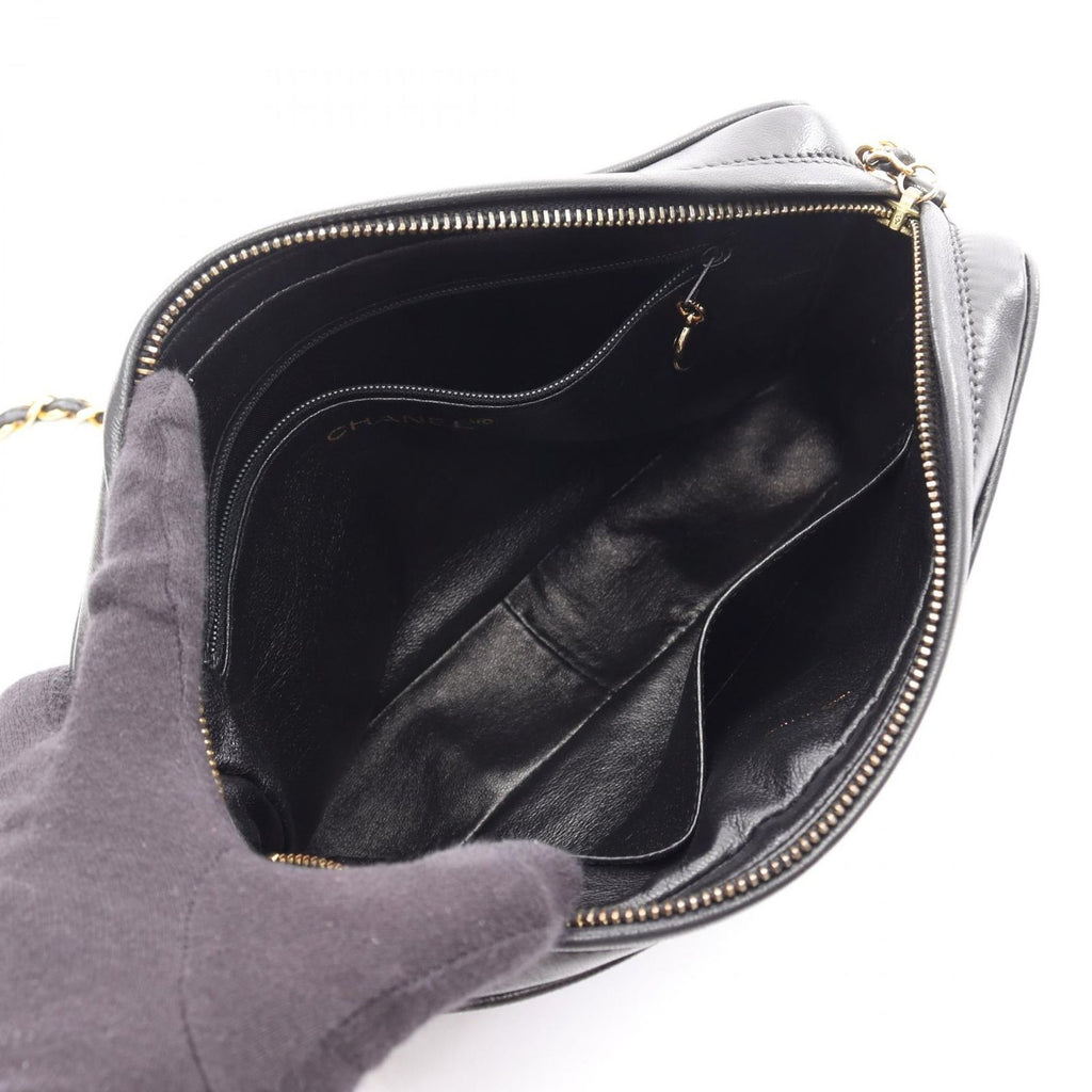 Chanel Shoulder Bag Quilted Fringe Black Lambskin Chain — view 3