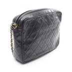 Chanel Shoulder Bag Quilted Fringe Black Lambskin Chain — view 2