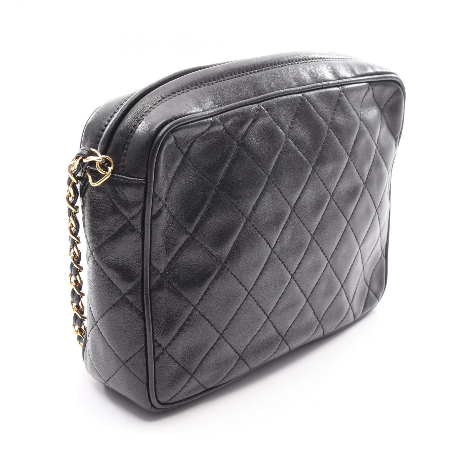 Chanel Shoulder Bag Quilted Fringe Black Lambskin Chain — view 2