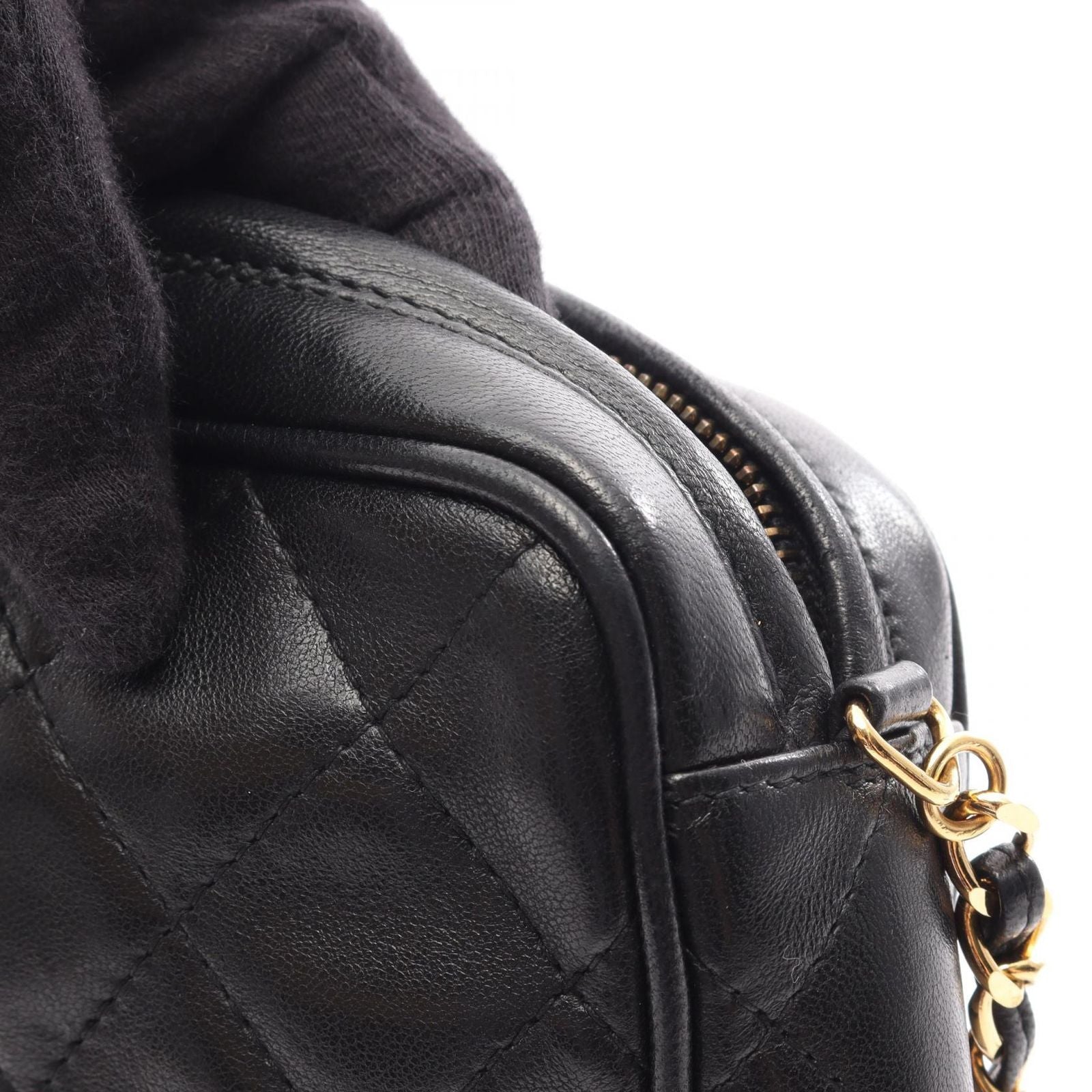 Chanel Shoulder Bag Quilted Fringe Black Lambskin Chain — view 6