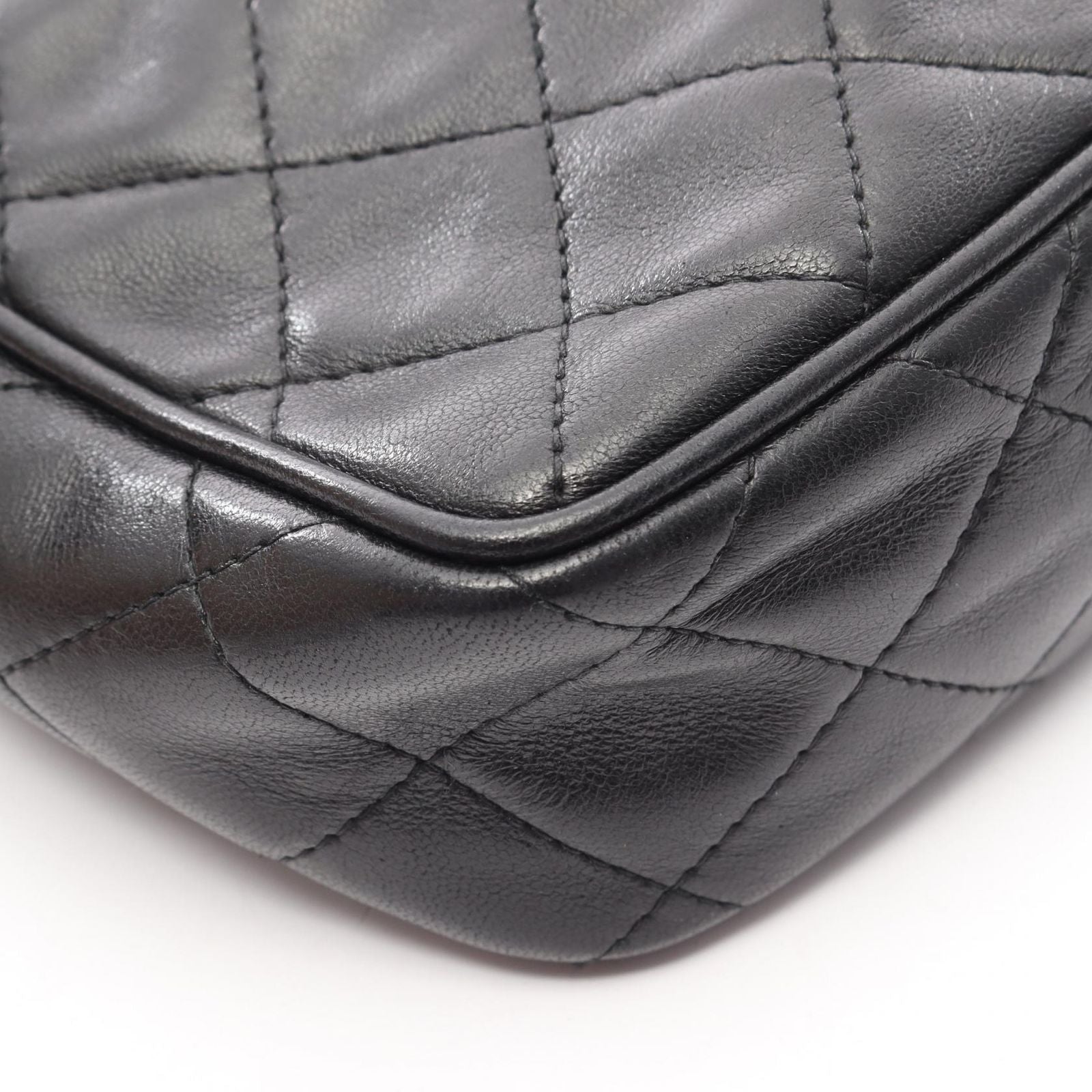 Chanel Shoulder Bag Quilted Fringe Black Lambskin Chain — view 7