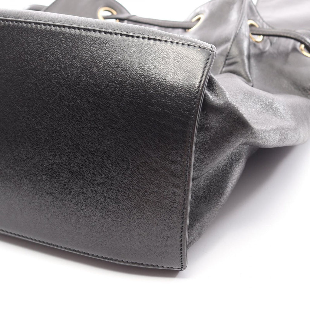 Chanel Shoulder Bag CC Logo Drawstring Black Lambskin CC Chain — view 6