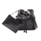 Chanel Shoulder Bag CC Logo Drawstring Black Lambskin CC Chain
