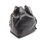 Chanel Shoulder Bag CC Logo Drawstring Black Lambskin CC Chain — view 2