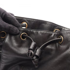 Chanel Shoulder Bag CC Logo Drawstring Black Lambskin CC Chain — view 8