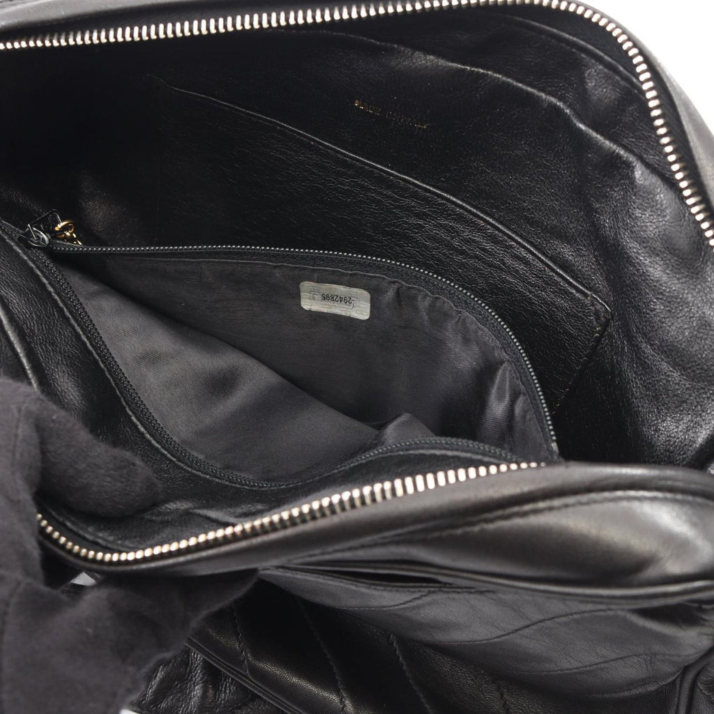 Chanel Shoulder Bag CC Logo Bias Stitch Tassel Black Lambskin Fringe — view 7