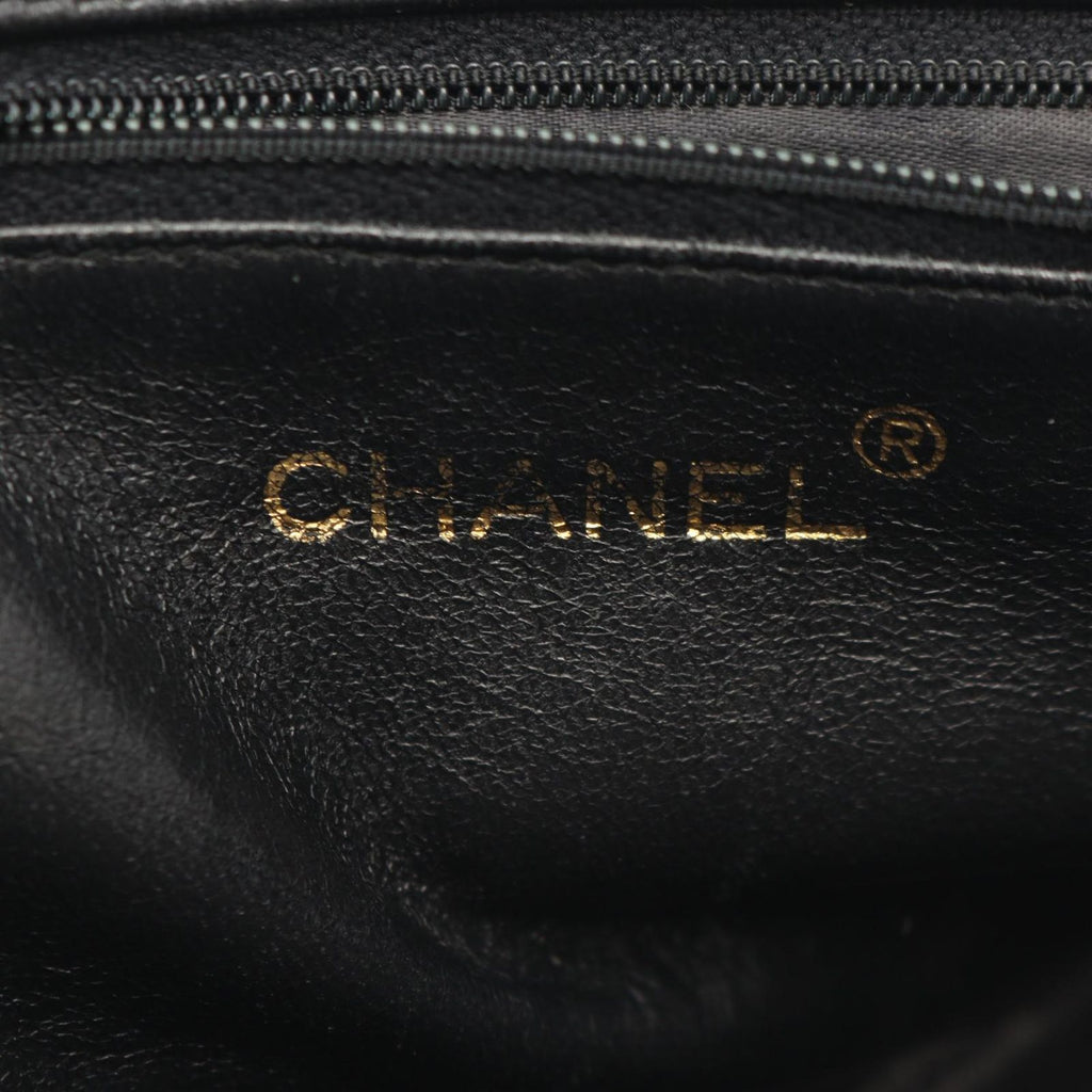 Chanel Shoulder Bag CC Logo Bias Stitch Tassel Black Lambskin Fringe — view 4