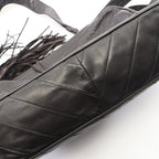 Chanel Shoulder Bag CC Logo Bias Stitch Tassel Black Lambskin Fringe — view 9