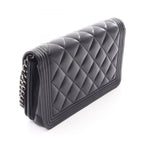 Chanel Shoulder Bag Boy Quilted Black Lambskin Boy Chain Wallet — view 2