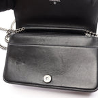 Chanel Shoulder Bag Boy Quilted Black Lambskin Boy Chain Wallet — view 8