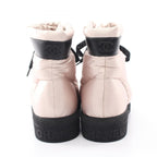 Chanel Boots Coconnege Winter Pink Beige Nylon Leather — view 8
