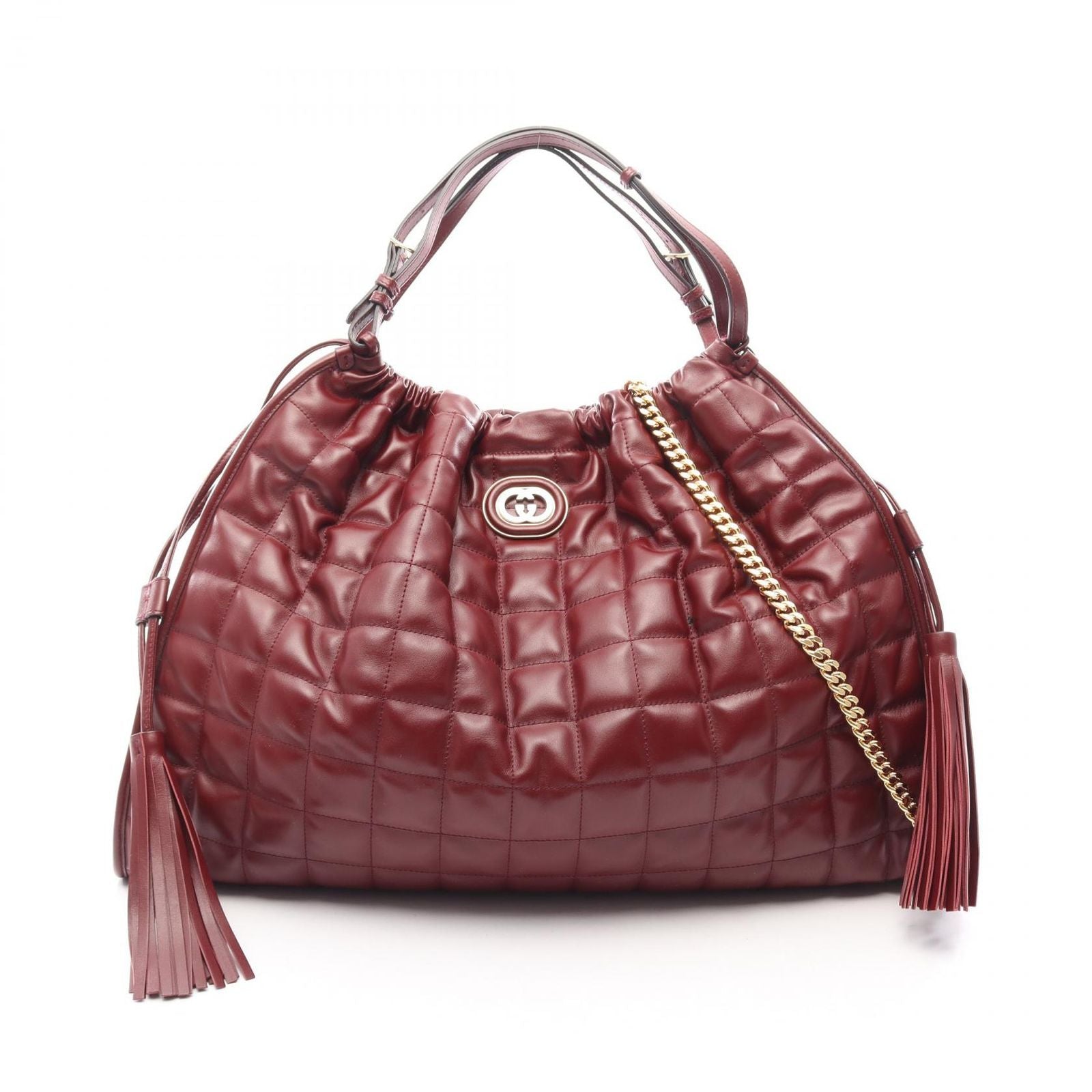 Gucci Tote Deco Large 2-Way Winered Leather
