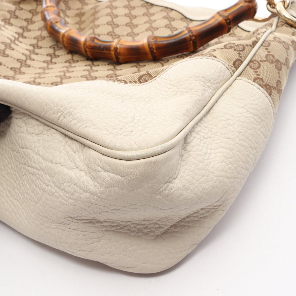Gucci Shoulder Bag Diana Bamboo 2-Way Beige Ivory Canvas Leather — view 7