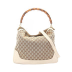 Gucci Shoulder Bag Diana Bamboo 2-Way Beige Ivory Canvas Leather