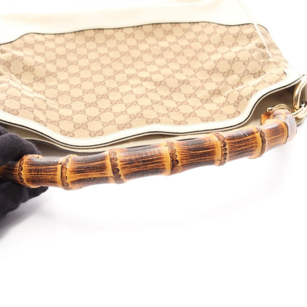 Gucci Shoulder Bag Diana Bamboo 2-Way Beige Ivory Canvas Leather — view 9