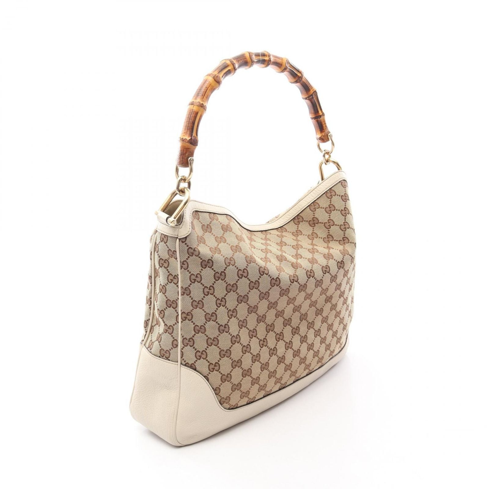 Gucci Shoulder Bag Diana Bamboo 2-Way Beige Ivory Canvas Leather — view 2