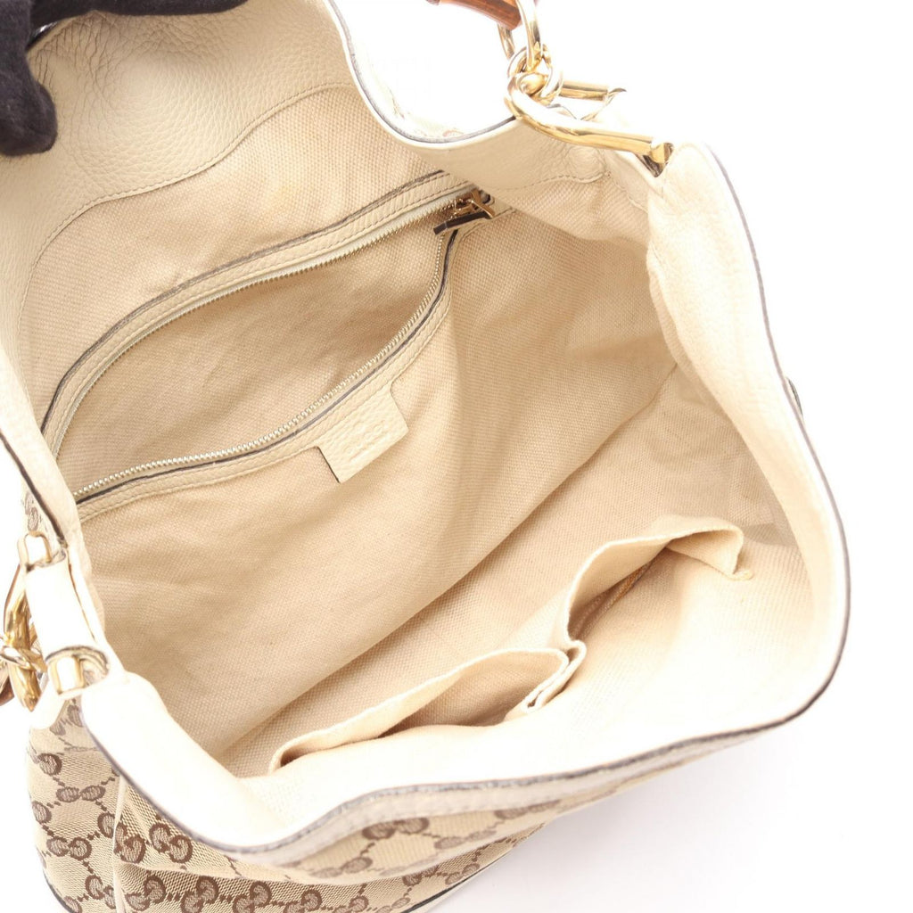 Gucci Shoulder Bag Diana Bamboo 2-Way Beige Ivory Canvas Leather — view 3