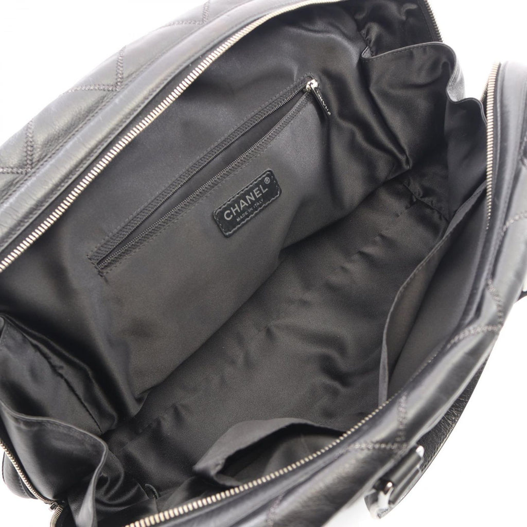 Chanel Quilted Bowling Bag Black Lambskin — view 3