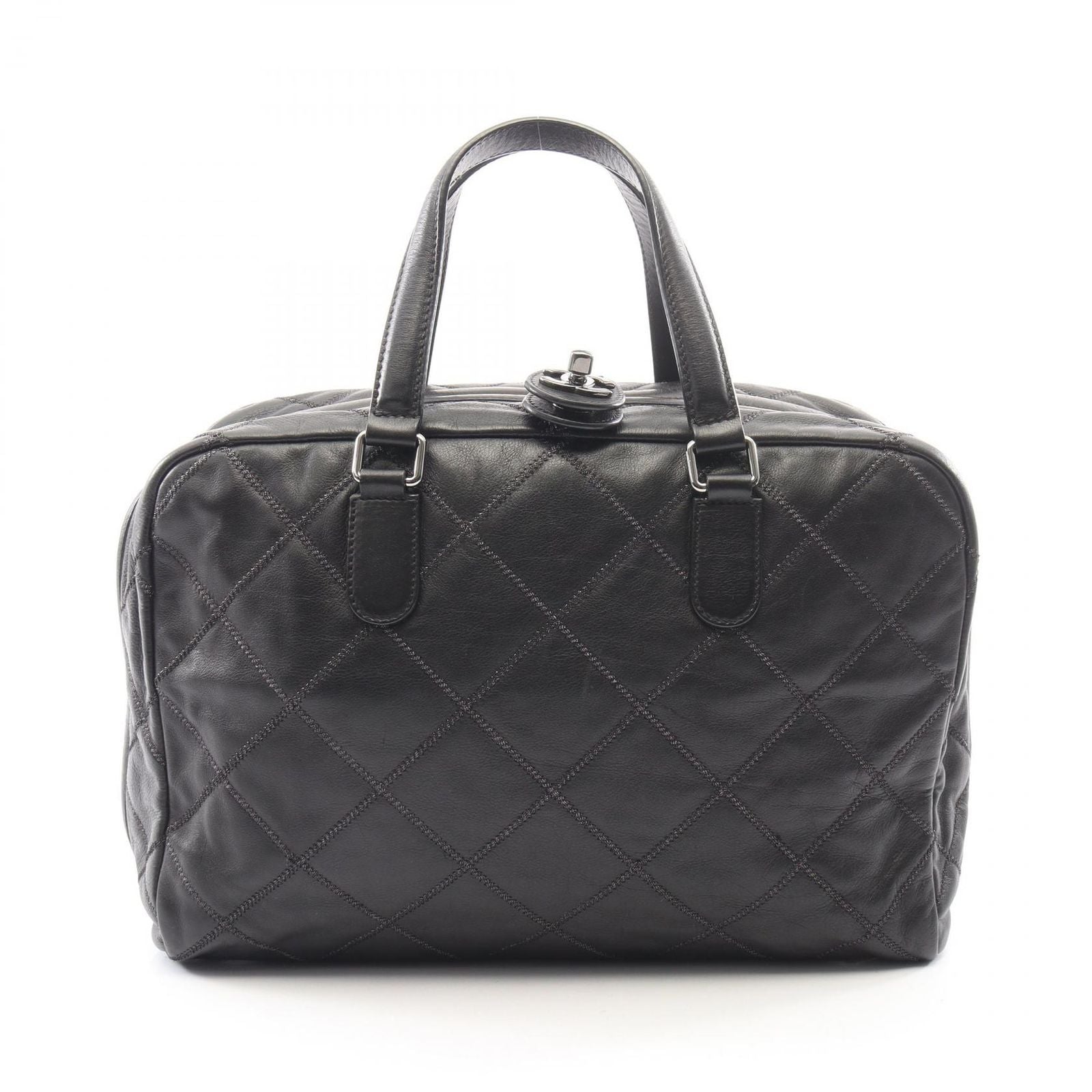Chanel Quilted Bowling Bag Black Lambskin