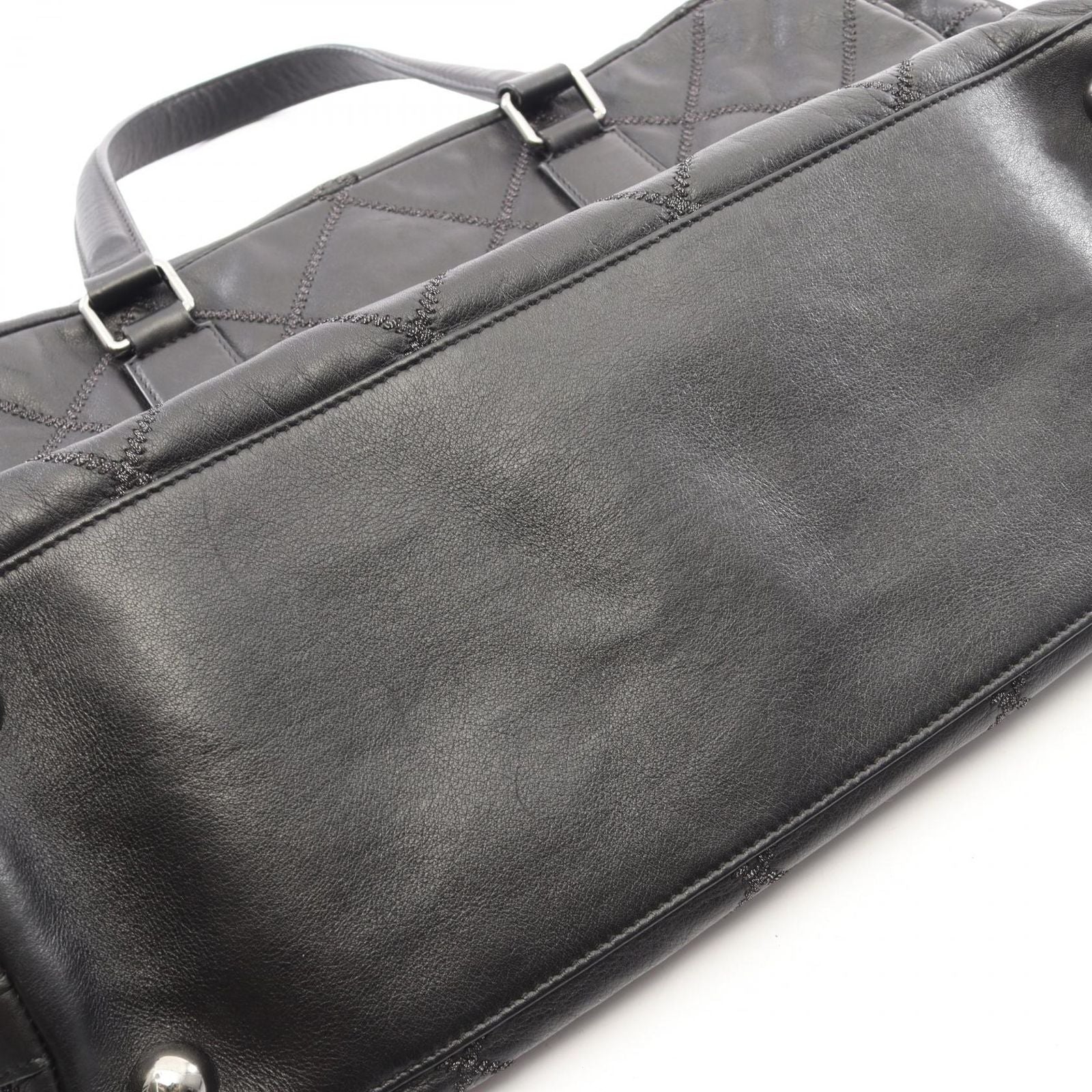 Chanel Quilted Bowling Bag Black Lambskin — view 8