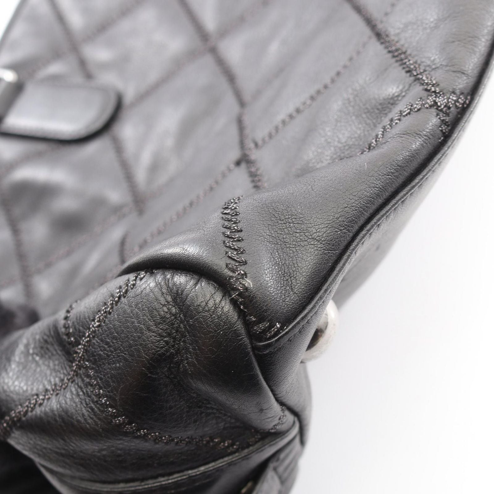 Chanel Quilted Bowling Bag Black Lambskin — view 7