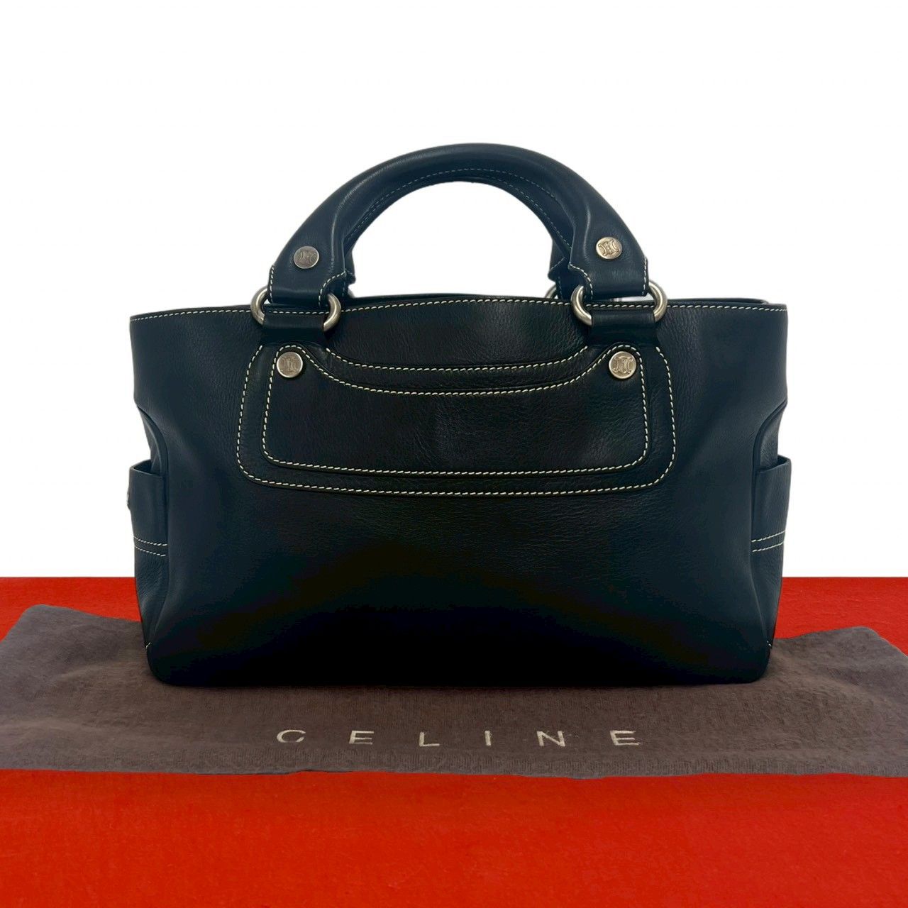 Celine Boogie Leather Boston Bag Mini Tote Black