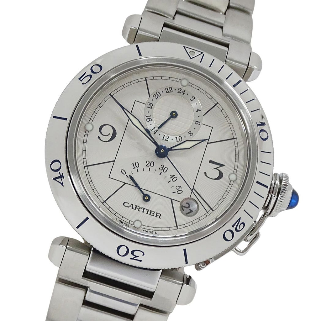 Cartier Watch Pasha Power Reserve GMT Date Automatic Winding at Stainless Steel