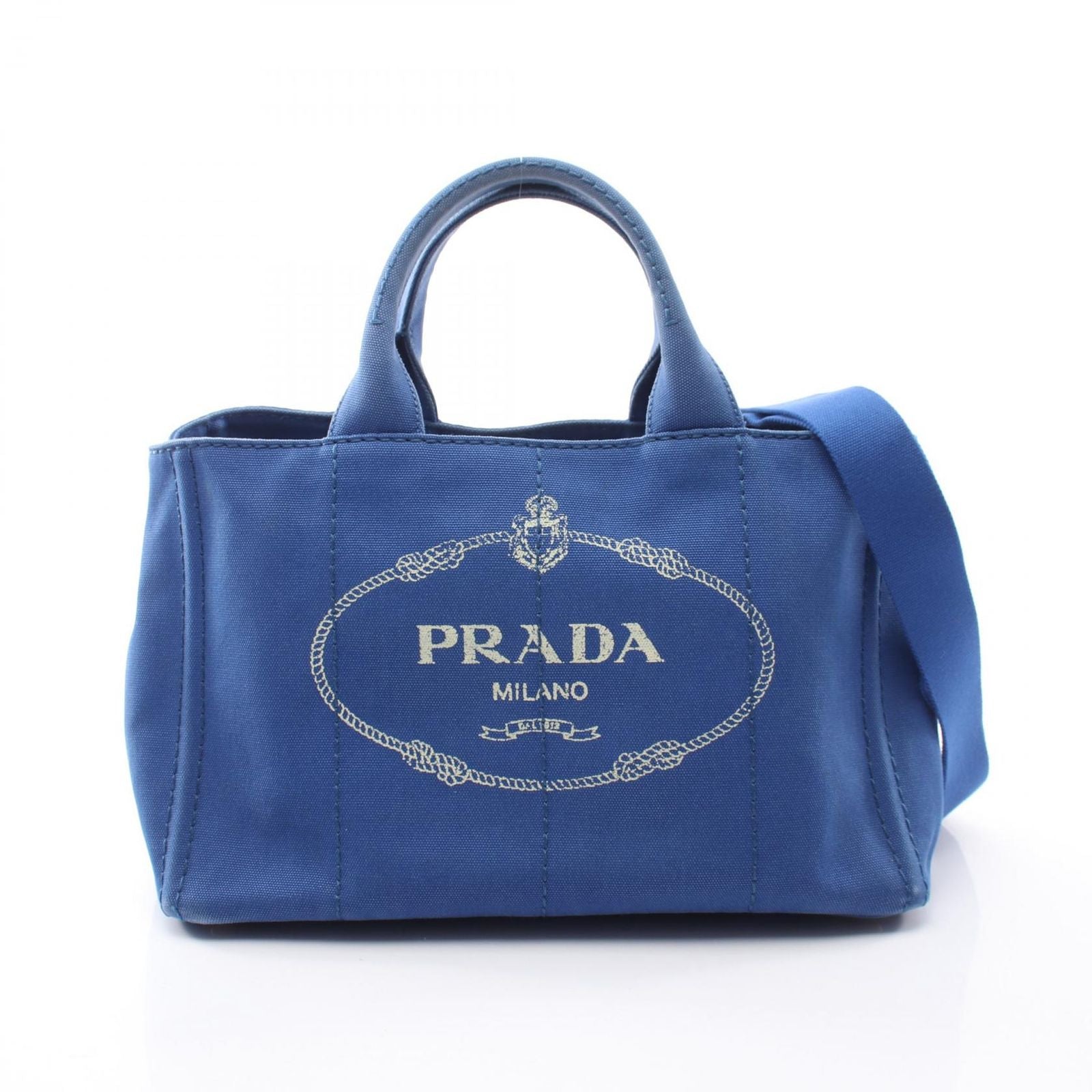 Prada Tote Canapa 2-Way Blue Canvas