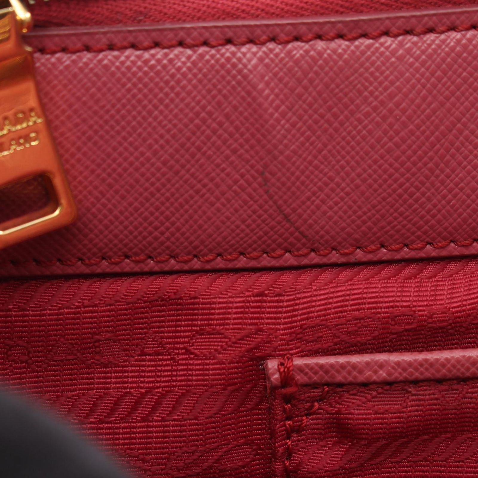 Prada Handbag Galleria 2-Way Pink Saffiano Leather Hand — view 9