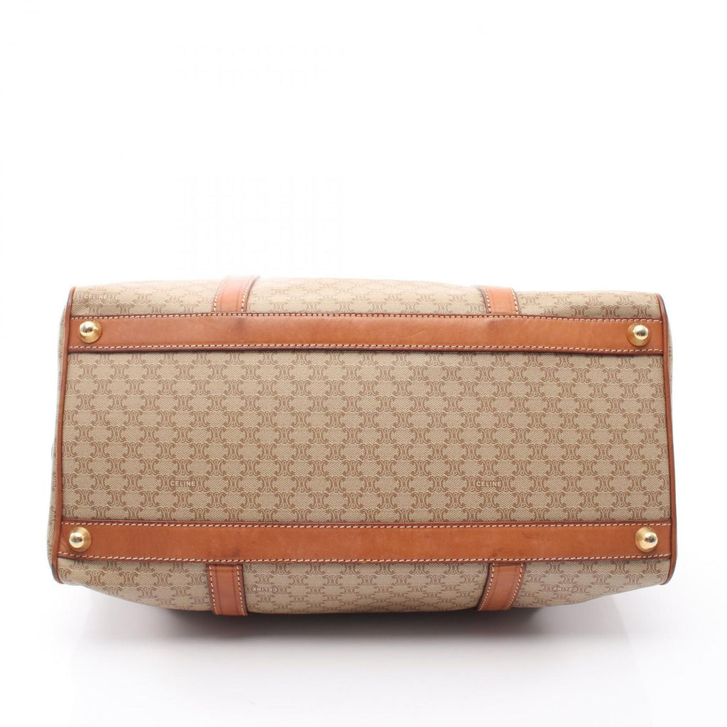 Celine Boston Bag Macadam Beige Brown Canvas Leather — view 5