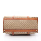 Celine Boston Bag Macadam Beige Brown Canvas Leather — view 5