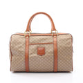 Celine Boston Bag Macadam Beige Brown Canvas Leather