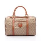 Celine Boston Bag Macadam Beige Brown Canvas Leather