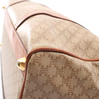 Celine Boston Bag Macadam Beige Brown Canvas Leather — view 6