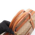 Celine Boston Bag Macadam Beige Brown Canvas Leather — view 9