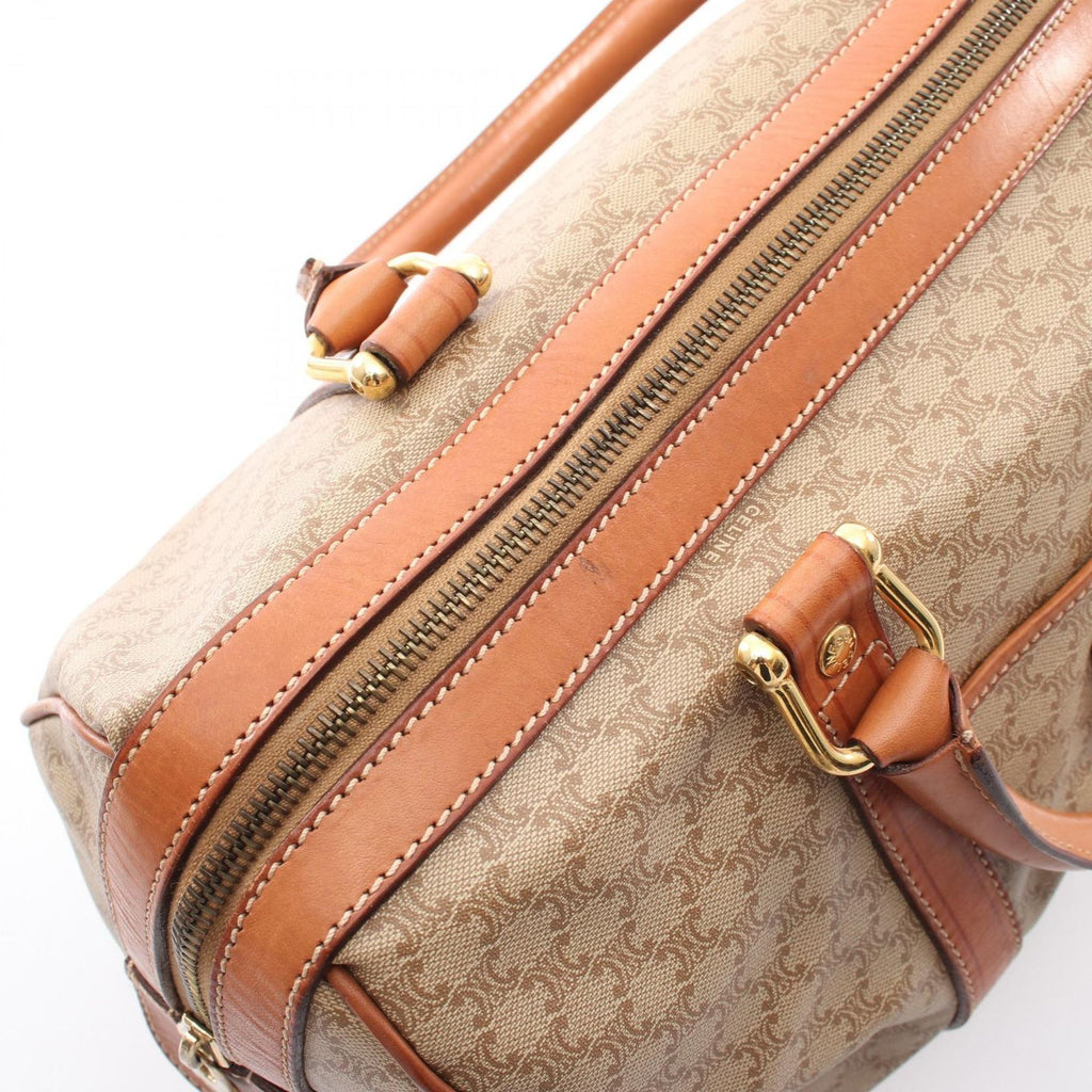 Celine Boston Bag Macadam Beige Brown Canvas Leather — view 7