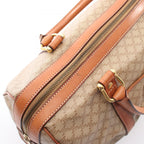 Celine Boston Bag Macadam Beige Brown Canvas Leather — view 7