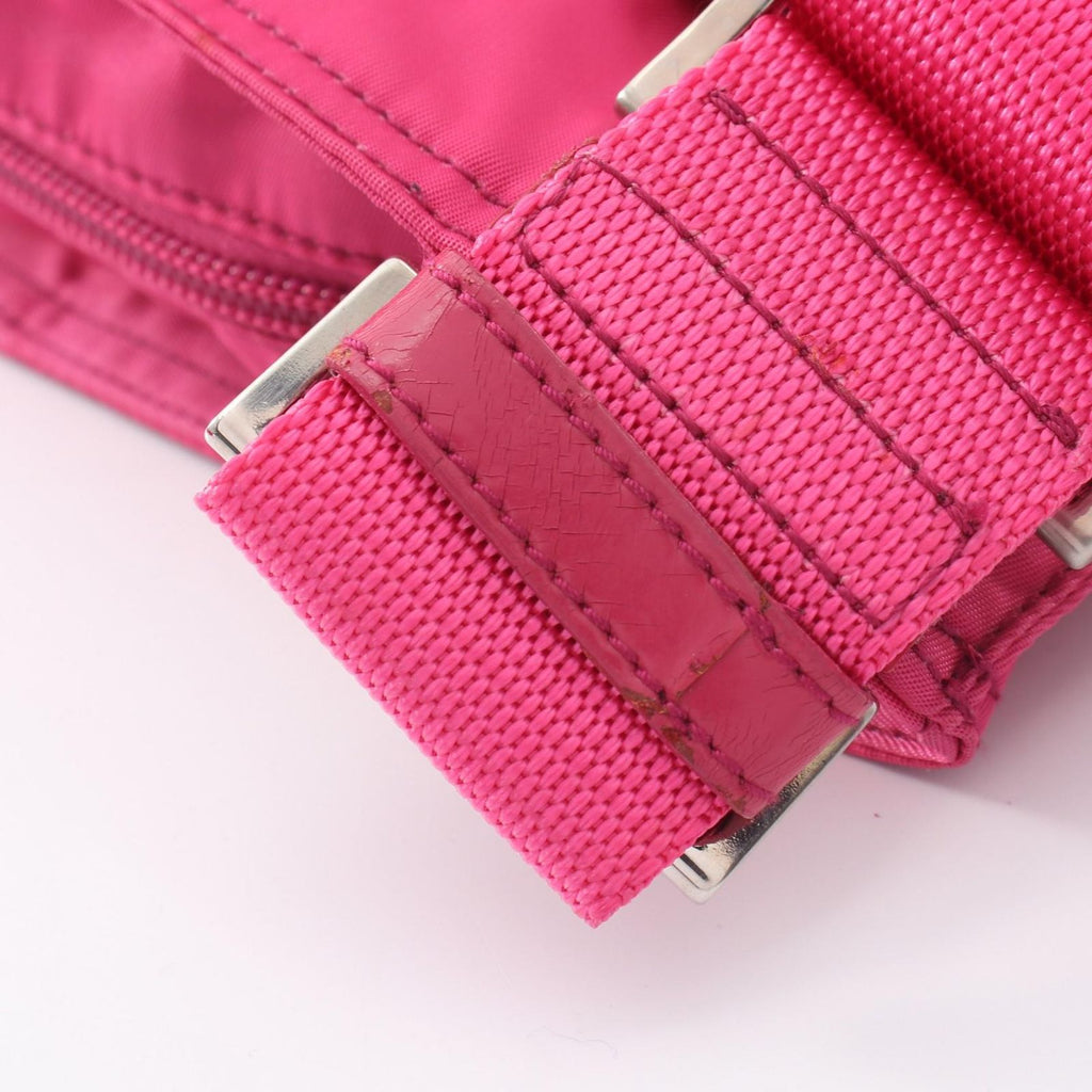 Prada Shoulder Bag Vela Sport Pink Nylon Leather Triangle Logo — view 7