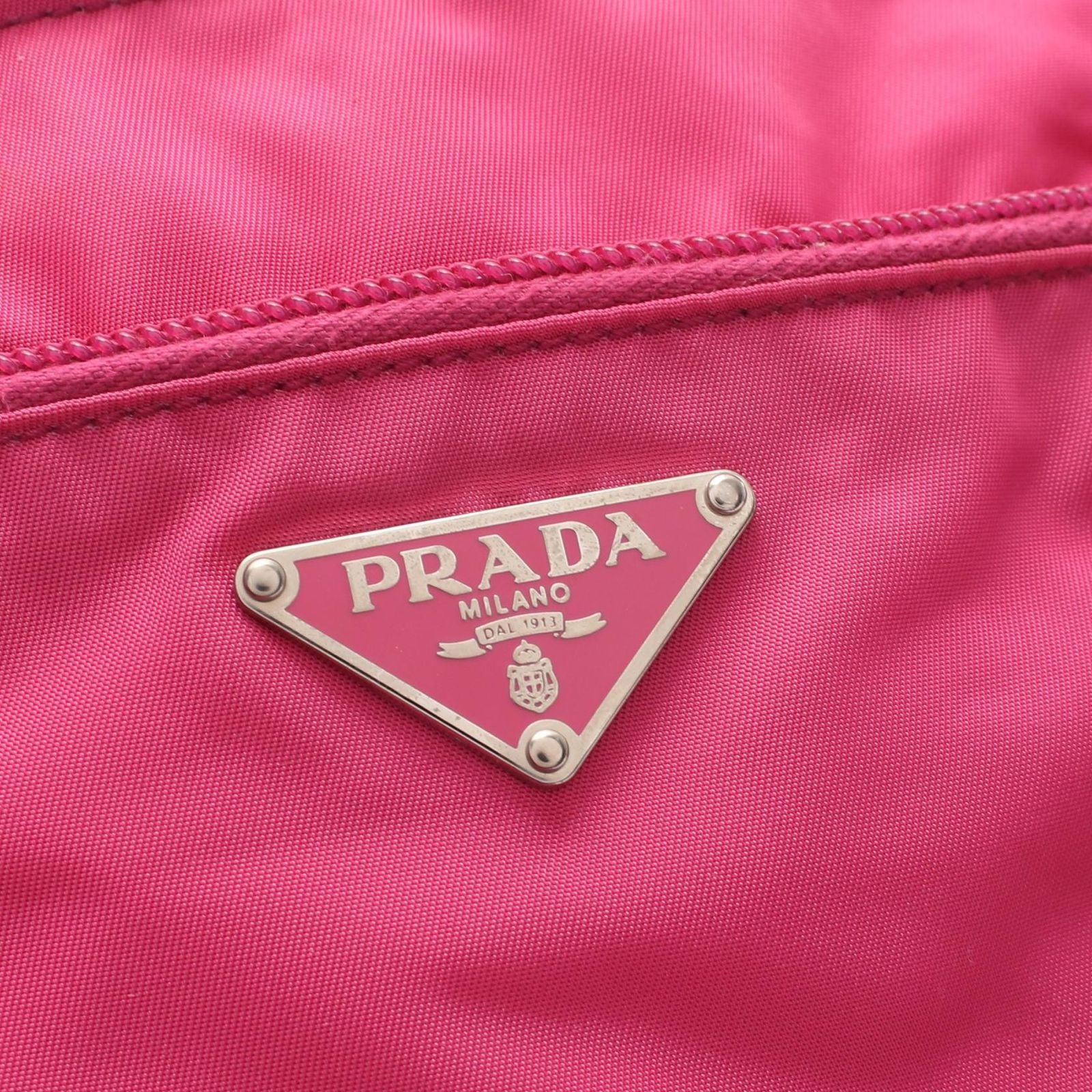 Prada Shoulder Bag Vela Sport Pink Nylon Leather Triangle Logo — view 5
