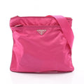 Prada Shoulder Bag Vela Sport Pink Nylon Leather Triangle Logo