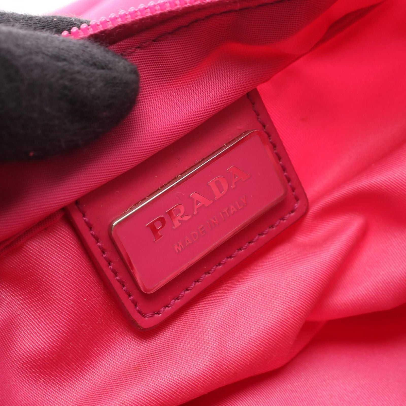 Prada Shoulder Bag Vela Sport Pink Nylon Leather Triangle Logo — view 4