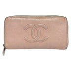 Chanel Wallet Light Pink CC Logo Zip Around