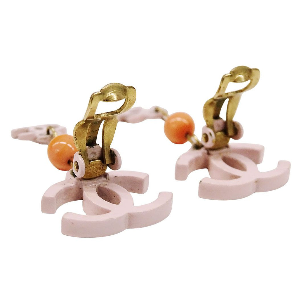Chanel Earrings Metal Pink CC Logo Swing — view 3