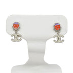 Chanel Earrings Metal Silver Multicolor Ladybug Unique 04 — view 4