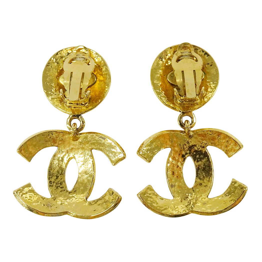 Chanel Earrings Gold Large Presence CC Logo 94 — view 2